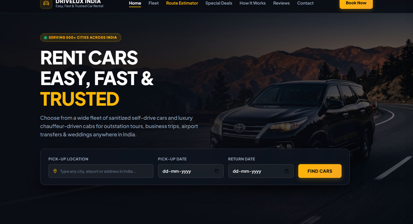 DriveLux — Car Rental & Chauffeur India