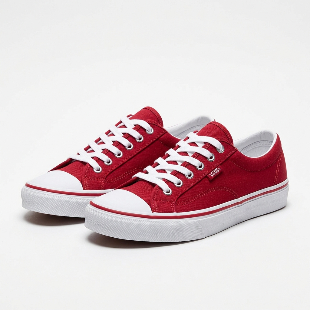 Retro Red and White Canvas Low-Top Sneakers
